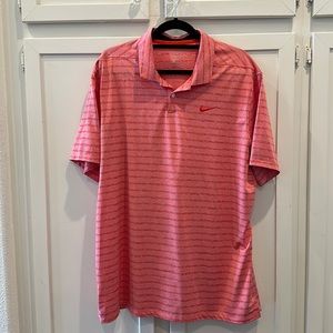 Coral stripped Nike dri fit polo shirt - XL